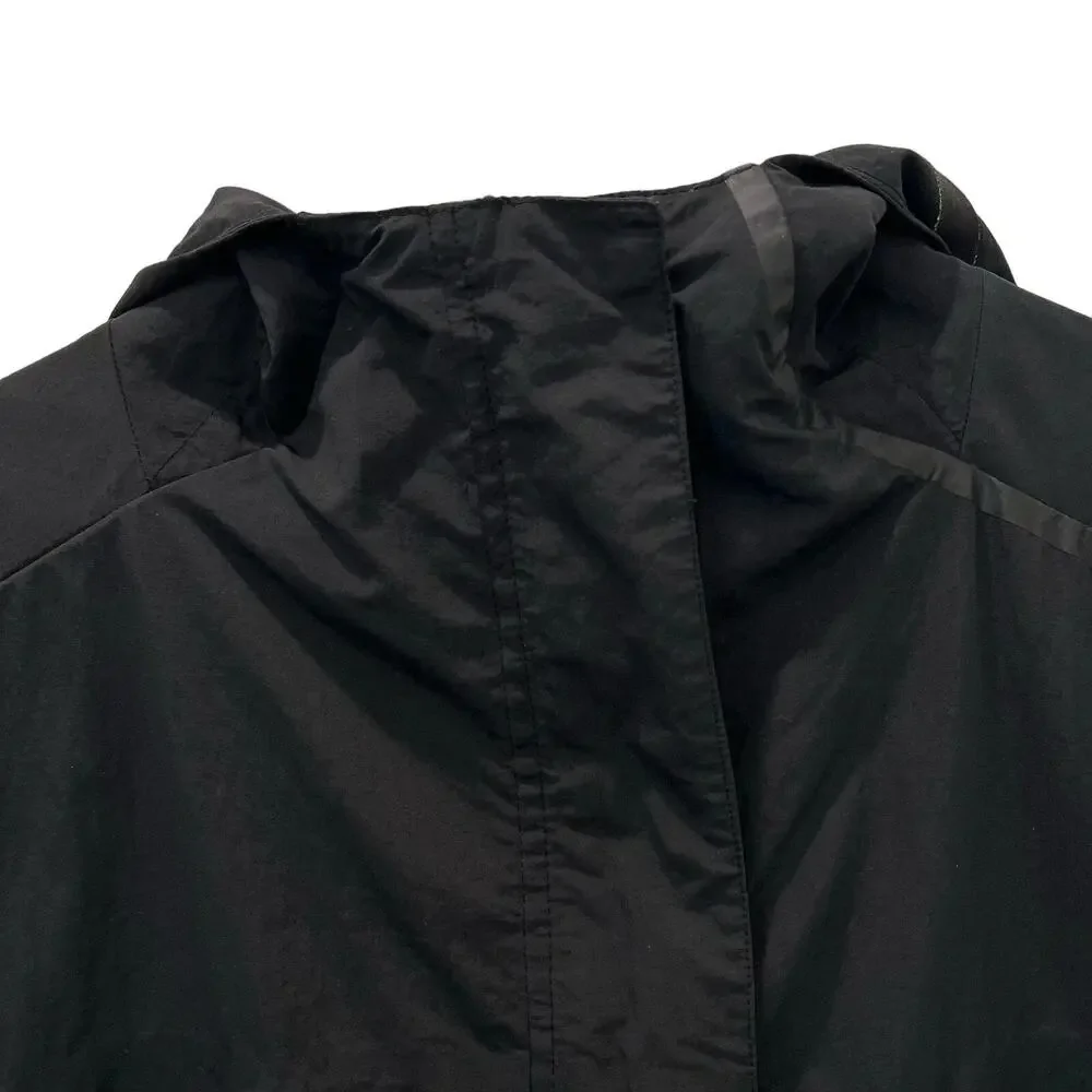 Adidas Jacket Womens Medium Black Hooded Windbreaker Full Zip Water Resistant